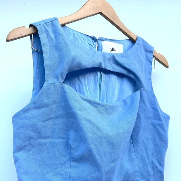 Yellow The Label Yllw Set Wide Leg Pants Crop Blue Vacation Co-Ord Medium Small - Picture 3 of 14